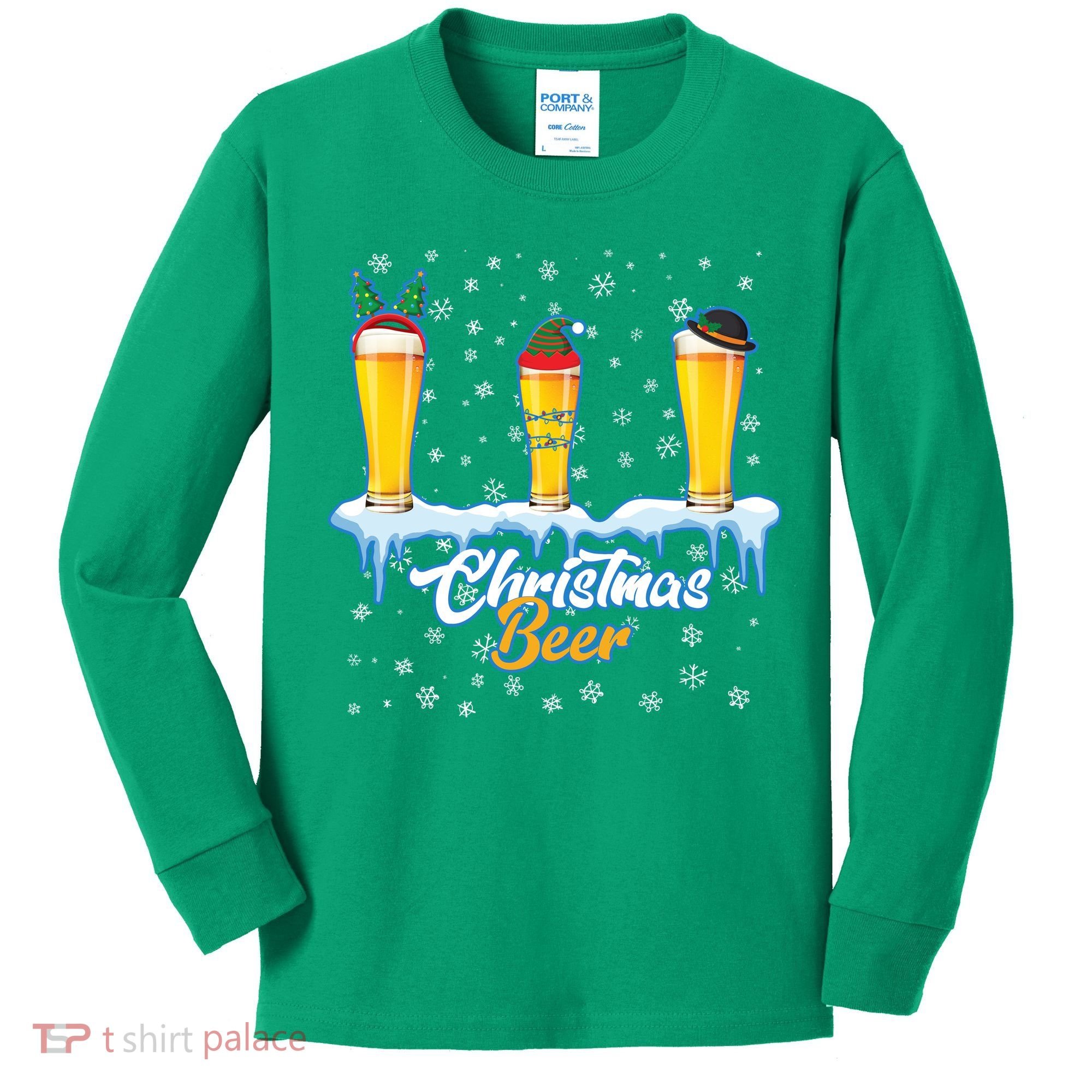 Funny Christmas Beer Kids Long Sleeve Shirt