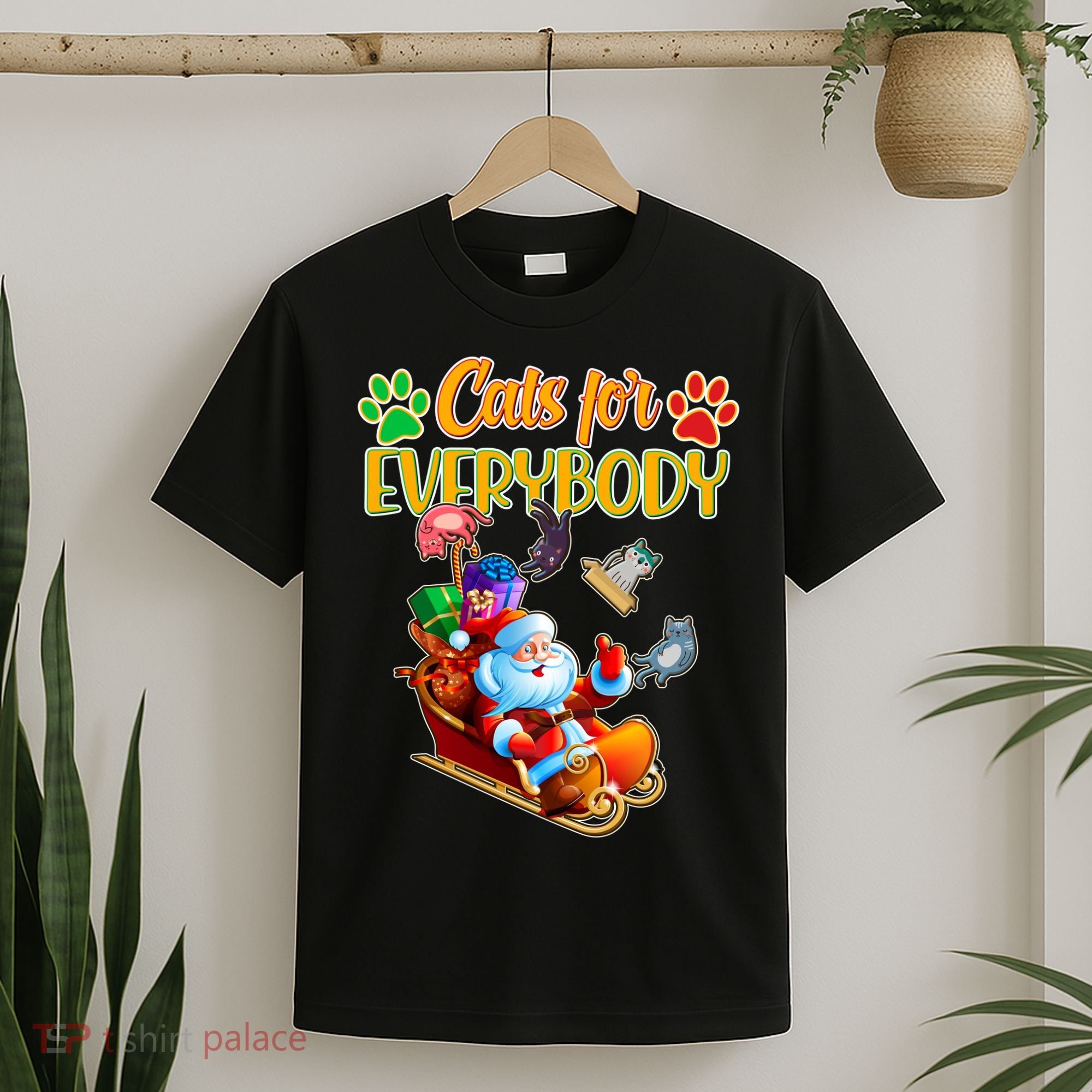 Funny Christmas Cats For Everyone Santa Claus T-Shirt