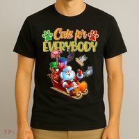 Funny Christmas Cats For Everyone Santa Claus T-Shirt thumb 3