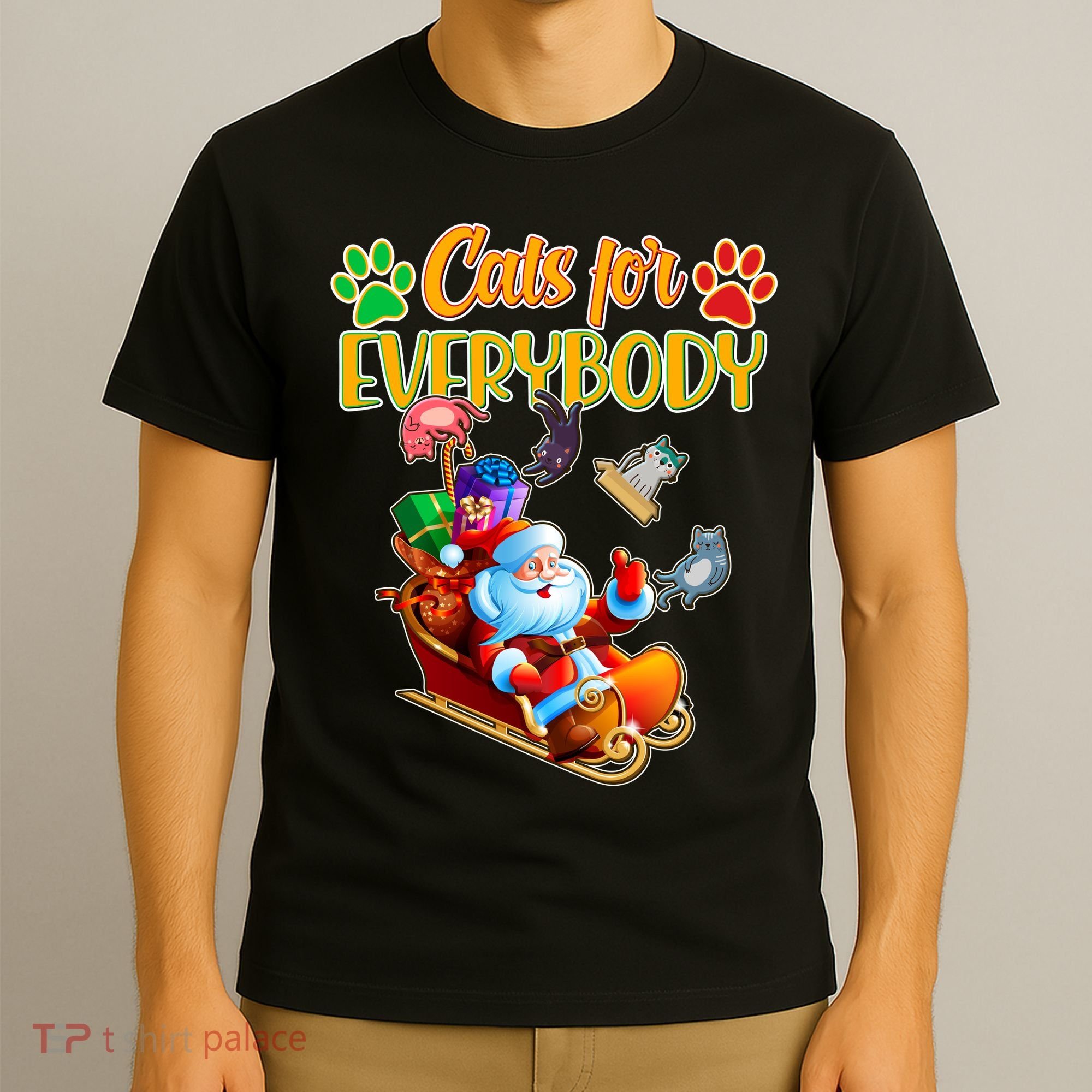 Funny Christmas Cats For Everyone Santa Claus T-Shirt