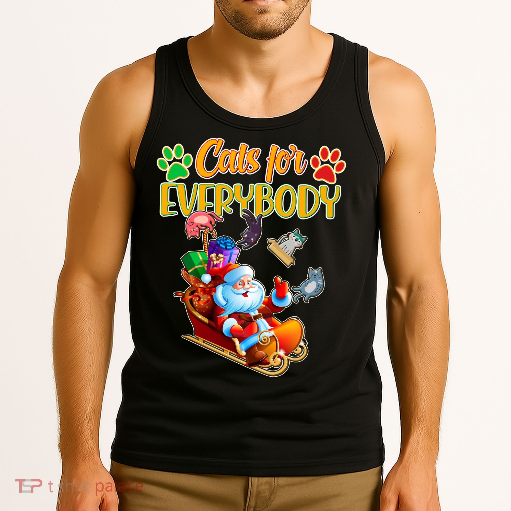 Funny Christmas Cats For Everyone Santa Claus Tank Top