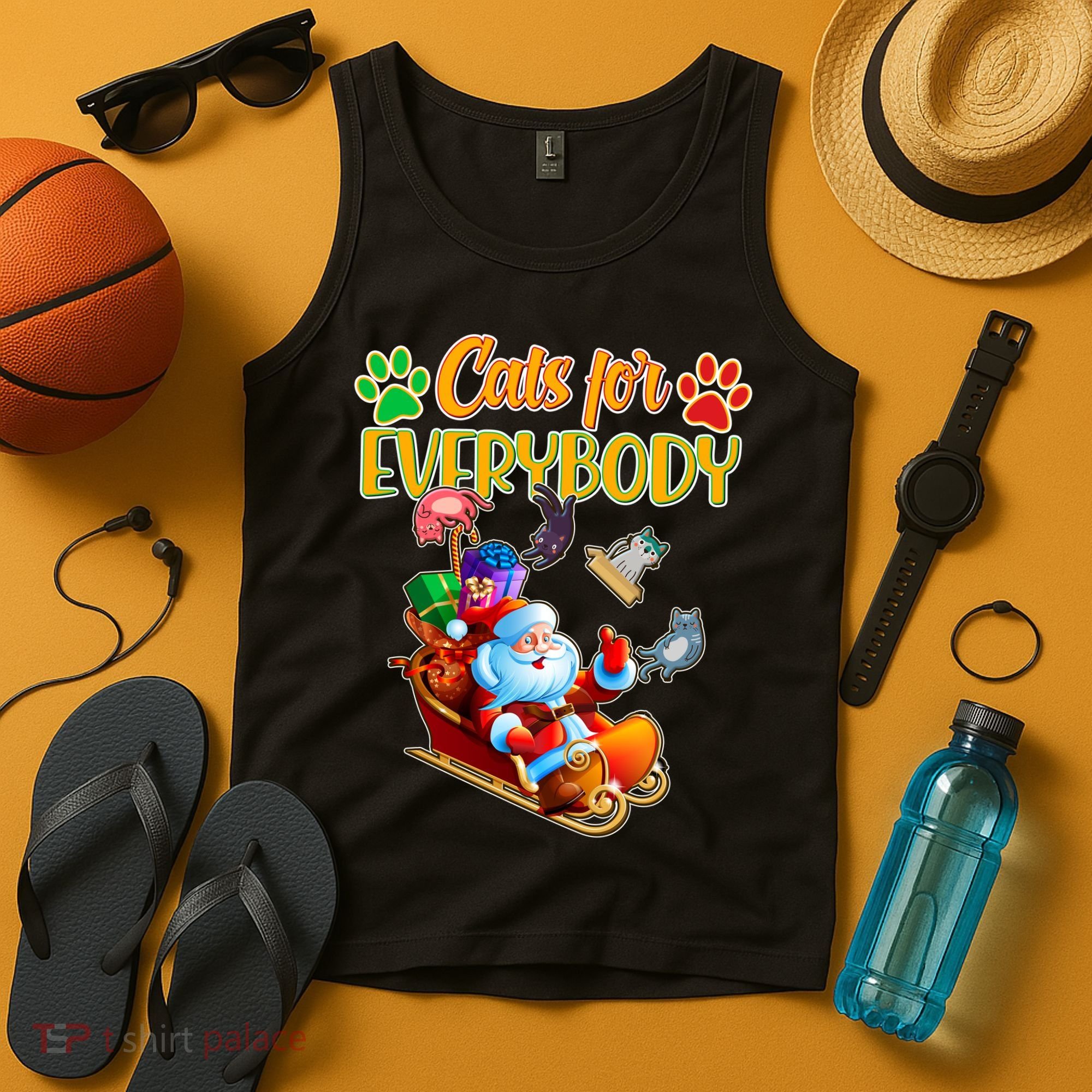 Funny Christmas Cats For Everyone Santa Claus Tank Top