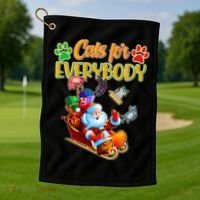 Funny Christmas Cats For Everyone Santa Claus Golf Towel thumb 1