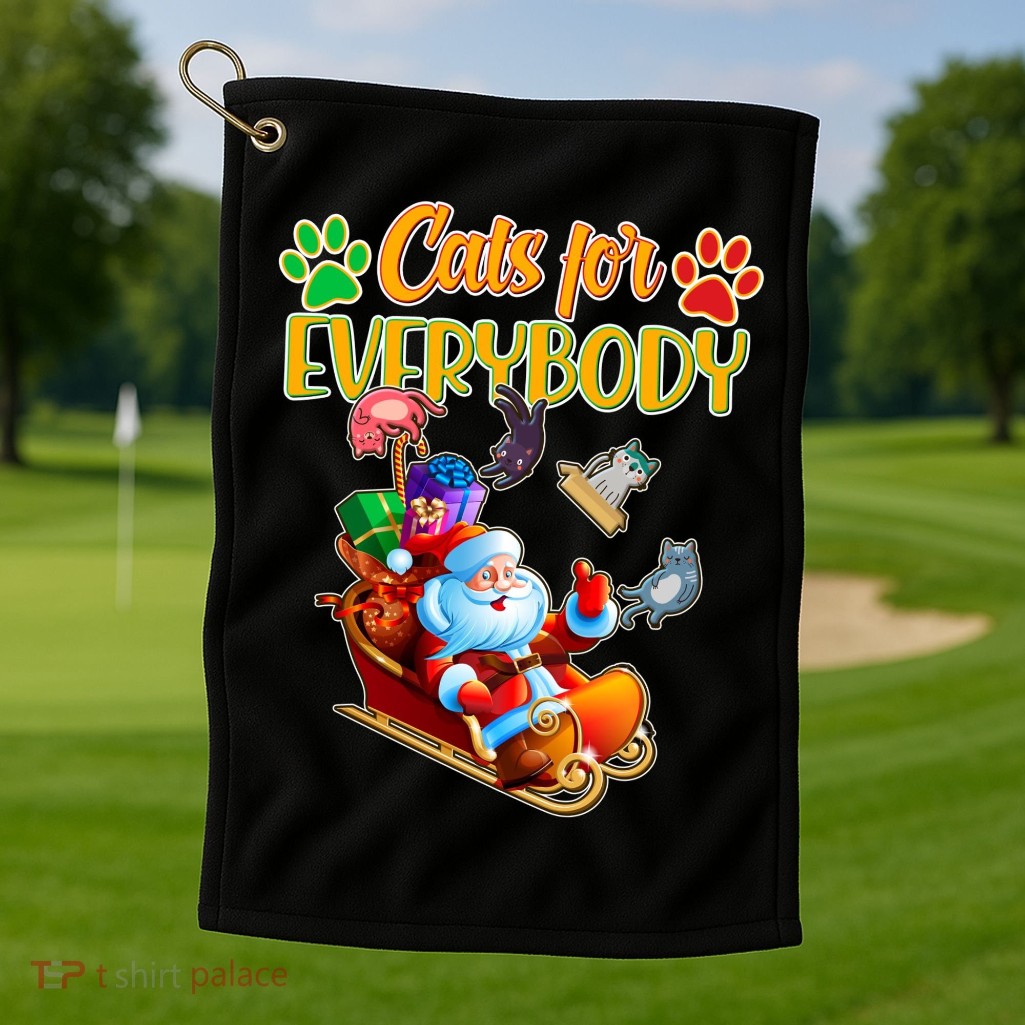 Funny Christmas Cats For Everyone Santa Claus Golf Towel