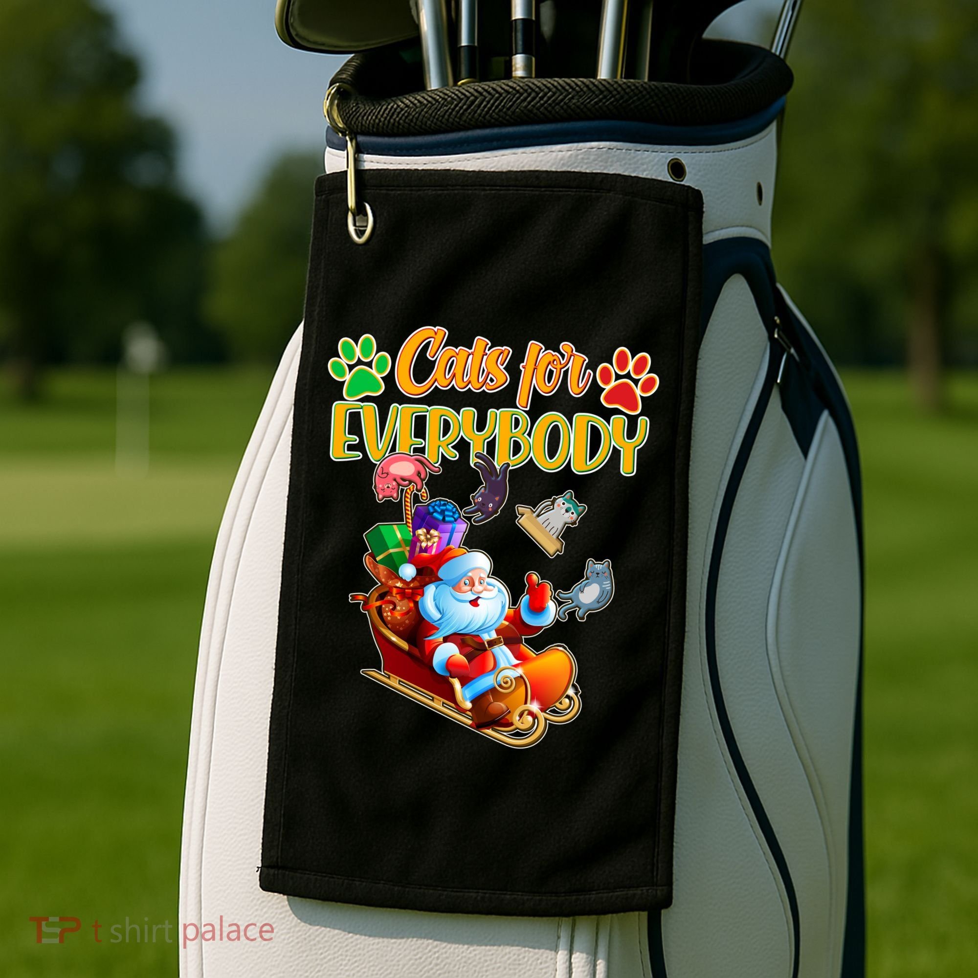 Funny Christmas Cats For Everyone Santa Claus Golf Towel