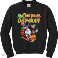 Funny Christmas Cats For Everyone Santa Claus Kids Sweatshirt thumb 0