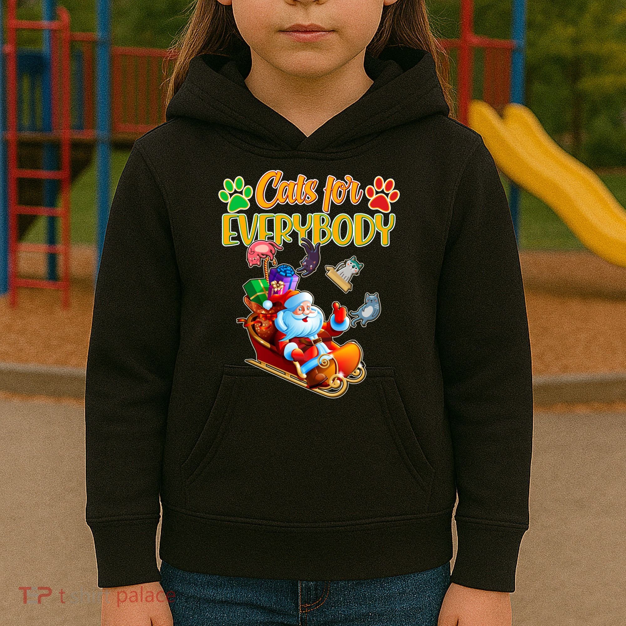 Funny Christmas Cats For Everyone Santa Claus Kids Hoodie