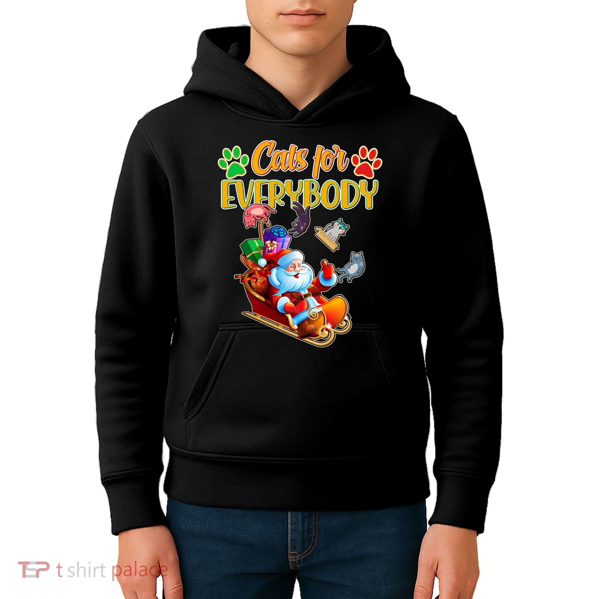 Funny Christmas Cats For Everyone Santa Claus Kids Hoodie