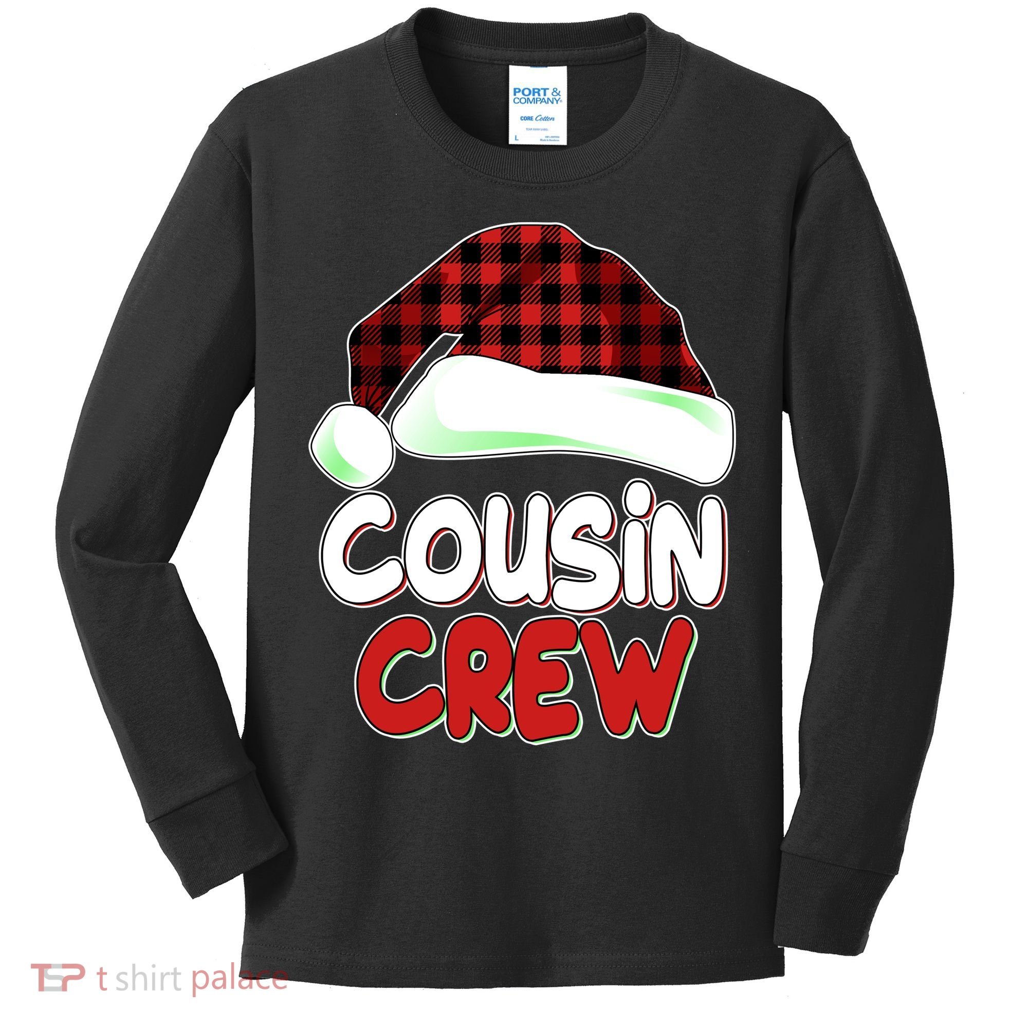 Funny Christmas Cousin Crew Matching Family Shirts Kids Long Sleeve Shirt