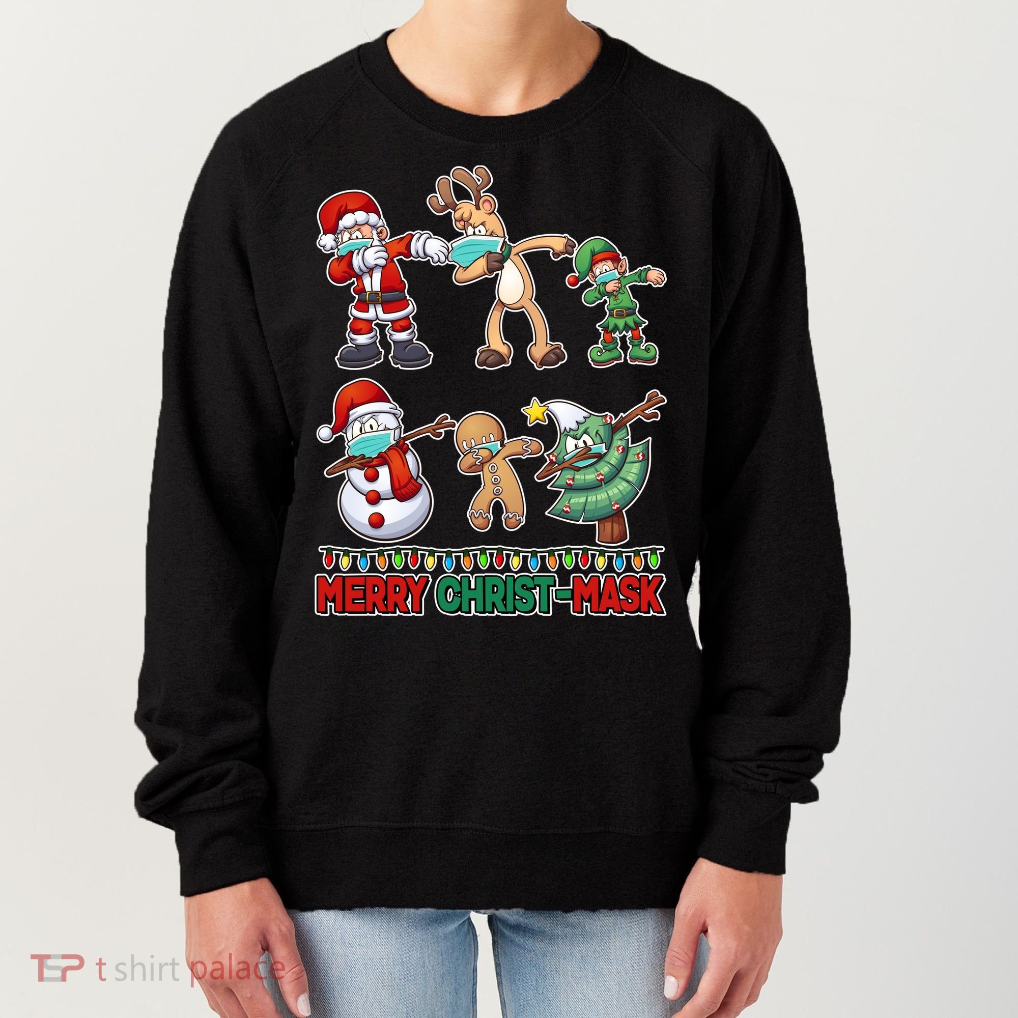 Funny Christmas Dabbing Merry Christ-Mask Women's Sweatshirt