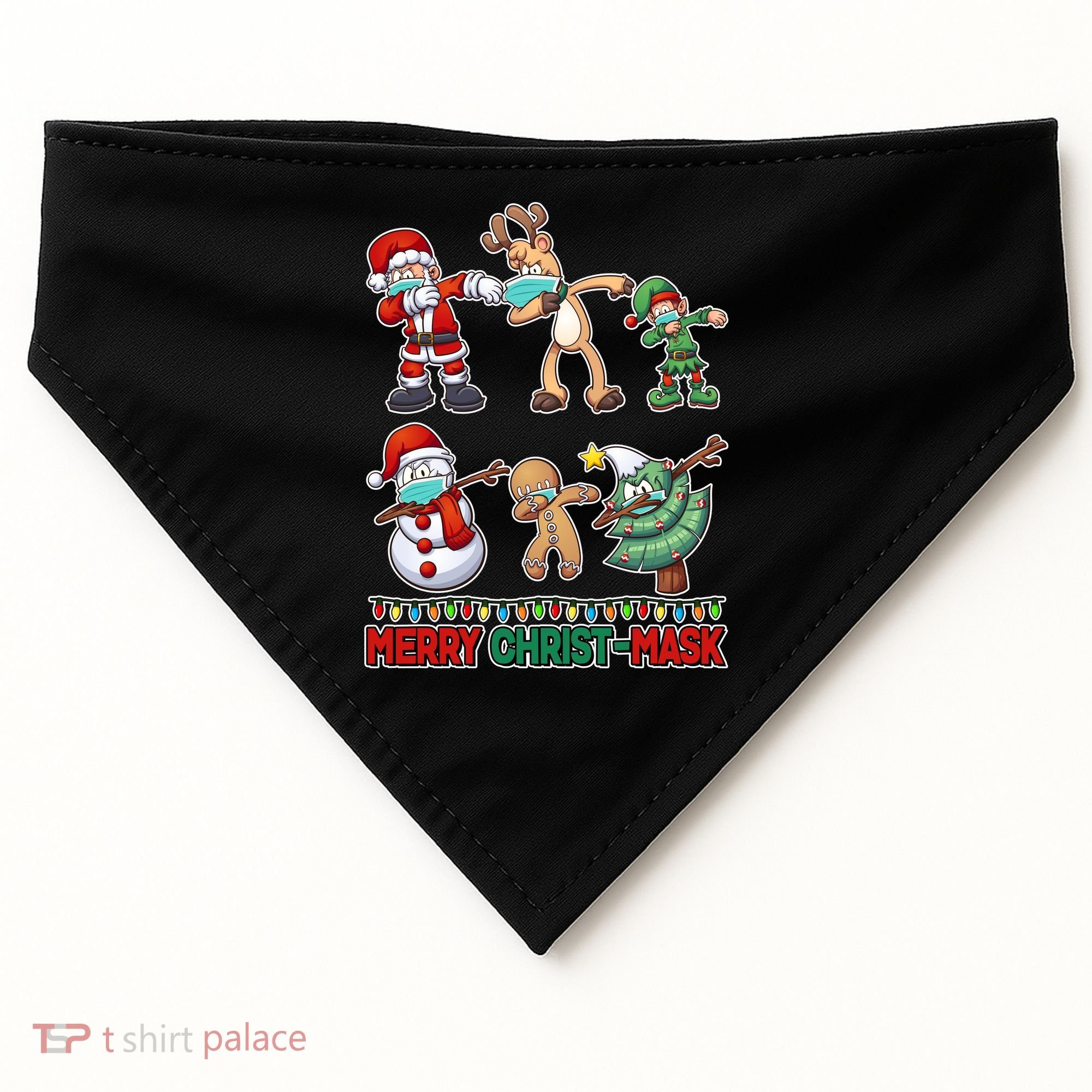 Funny Christmas Dabbing Merry Christ-Mask USA-Made Doggie Bandana