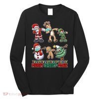 Funny Christmas Dabbing Merry Christ-Mask Long Sleeve Shirt thumb 0
