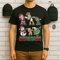 Funny Christmas Dabbing Merry Christ-Mask T-Shirt thumb 6