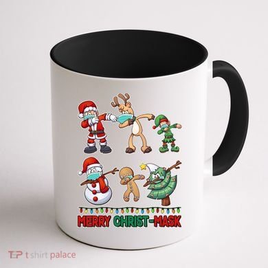Funny Christmas Dabbing Merry Christ-Mask Coffee Mug back