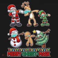 Funny Christmas Dabbing Merry Christ-Mask Pajama Set thumb 2