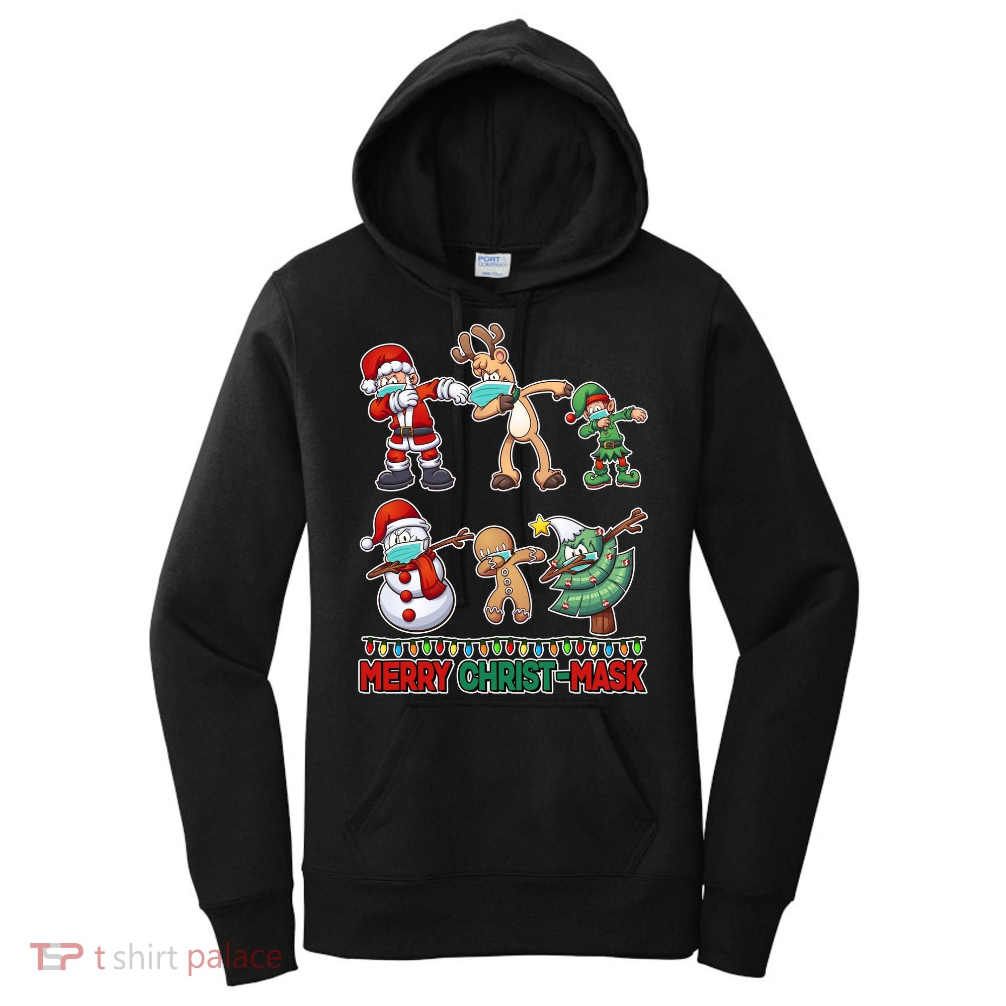 Funny Christmas Dabbing Merry Christ-Mask Women's Hoodie