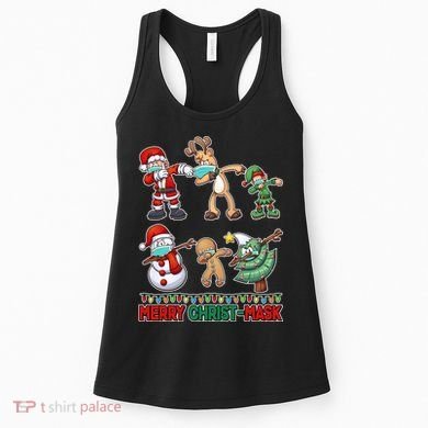 Funny Christmas Dabbing Merry Christ-Mask Women's Tank Top