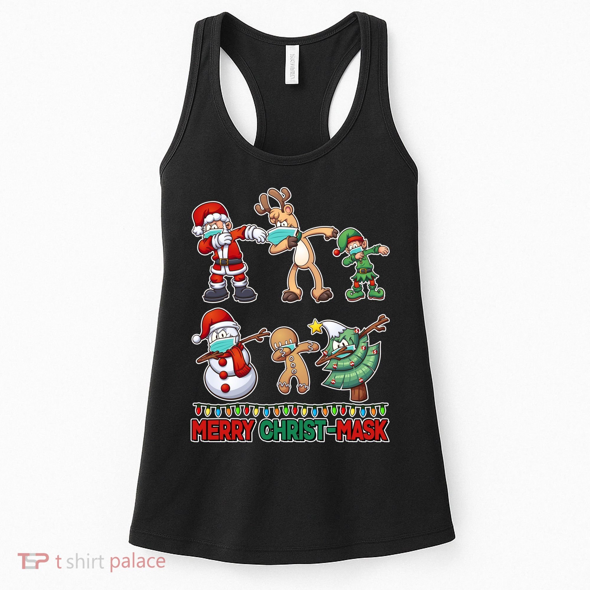 Funny Christmas Dabbing Merry Christ-Mask Women's Tank Top