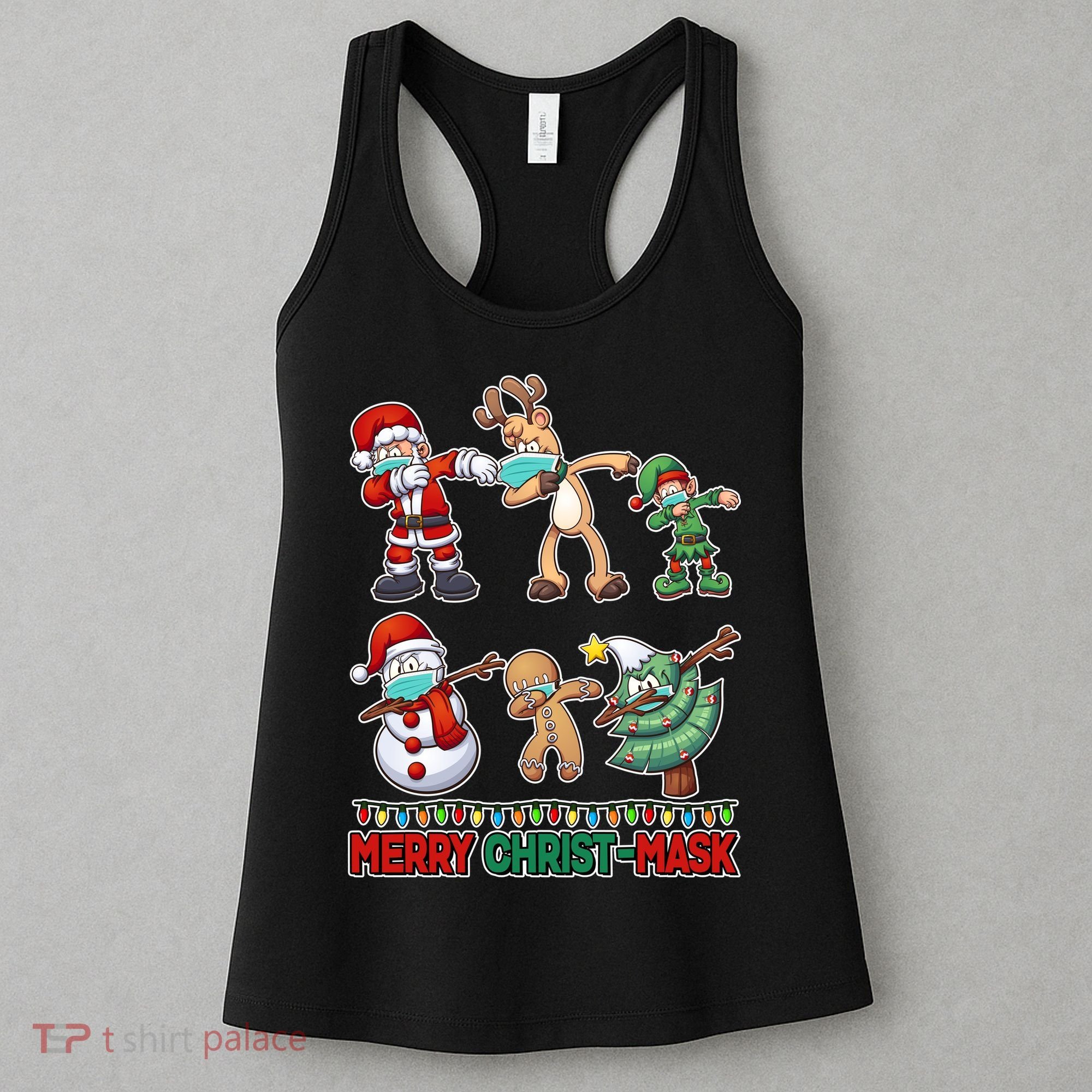 Funny Christmas Dabbing Merry Christ-Mask Women's Tank Top