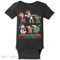 Funny Christmas Dabbing Merry Christ-Mask Baby Bodysuit thumb 0