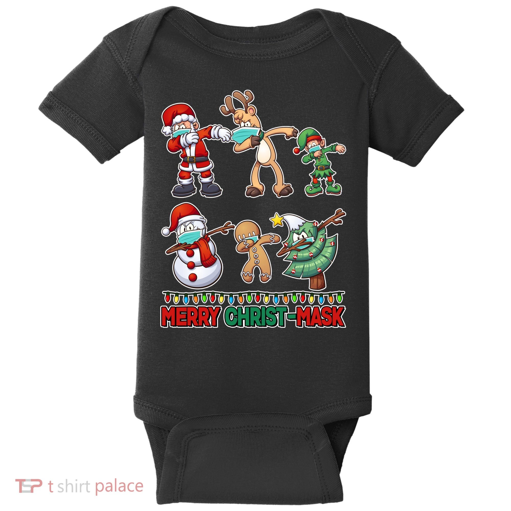 Funny Christmas Dabbing Merry Christ-Mask Baby Bodysuit