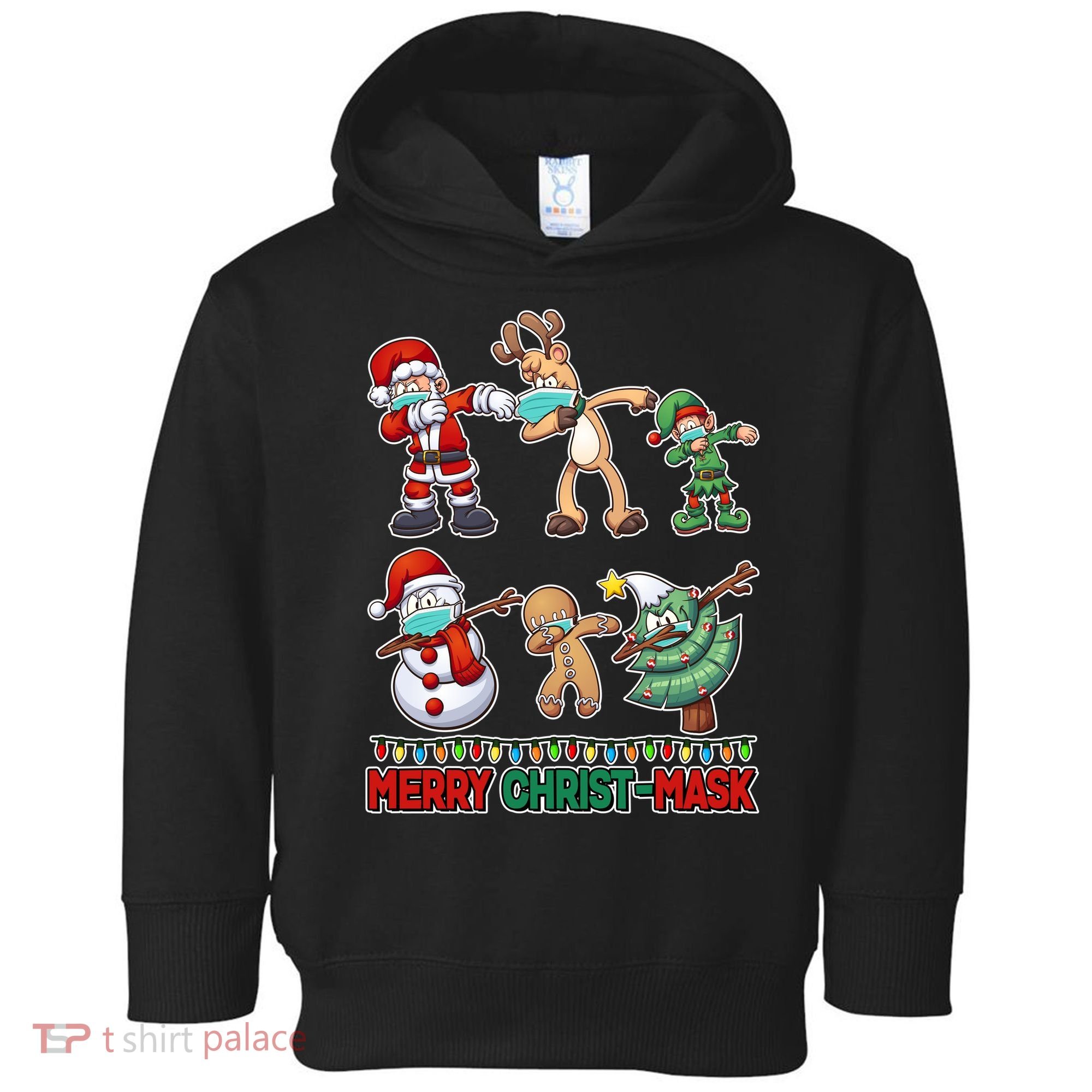 Funny Christmas Dabbing Merry Christ-Mask Toddler Hoodie