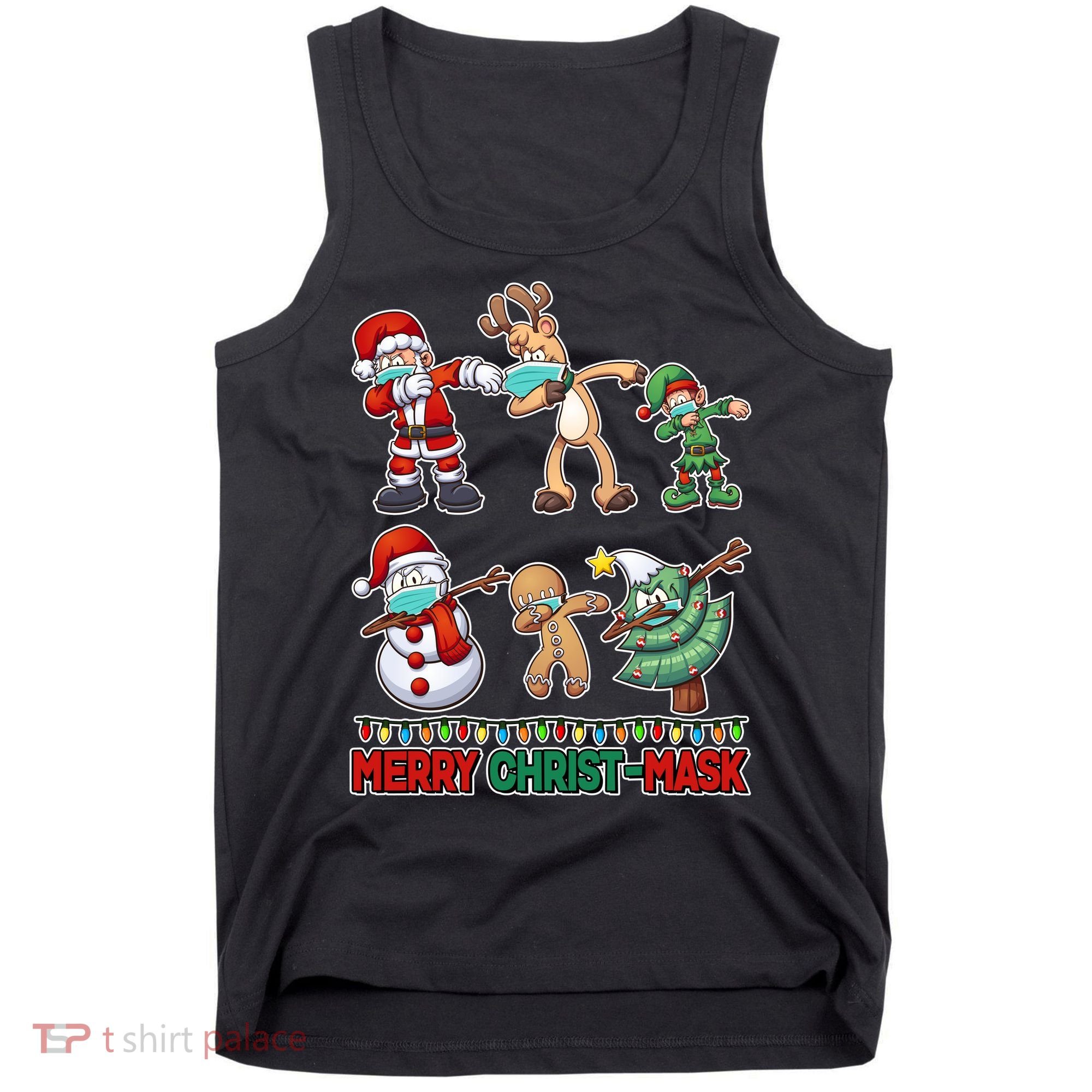 Funny Christmas Dabbing Merry Christ-Mask Tank Top