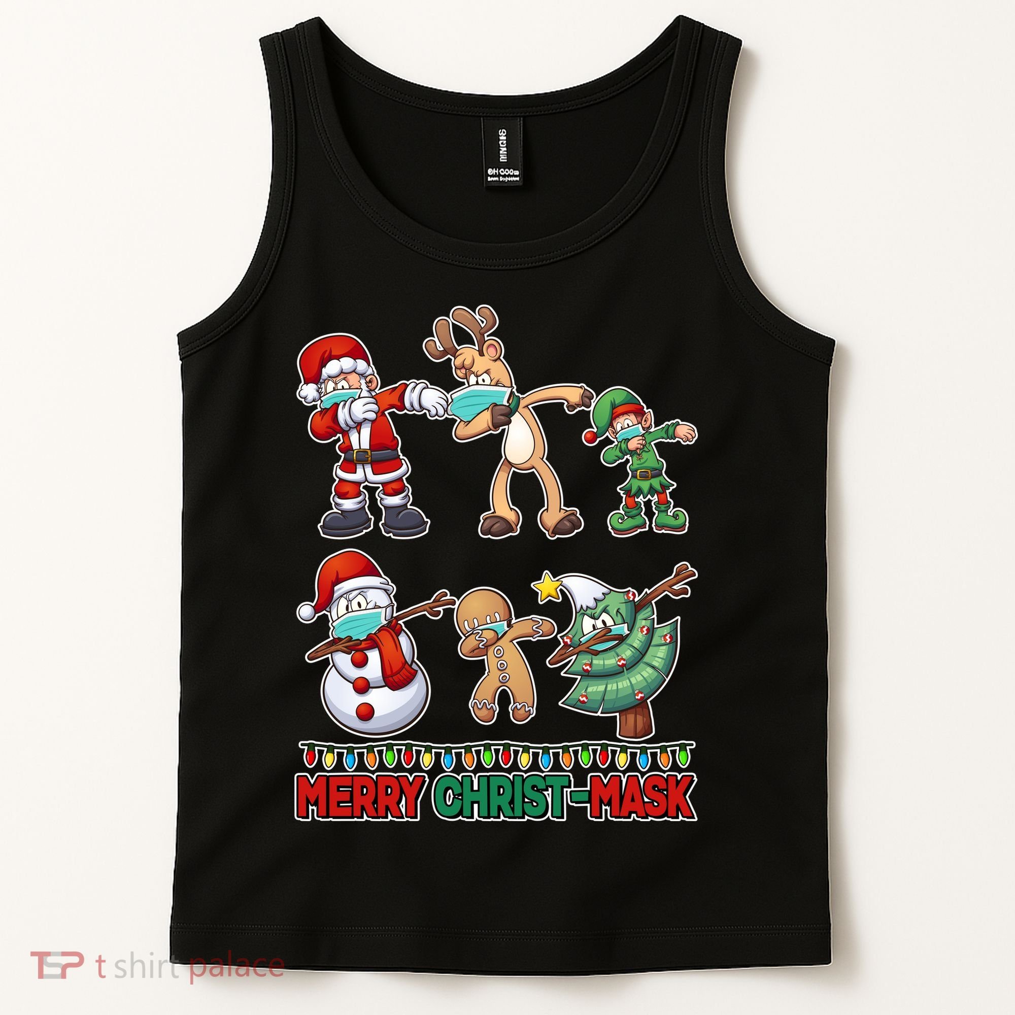 Funny Christmas Dabbing Merry Christ-Mask Tank Top