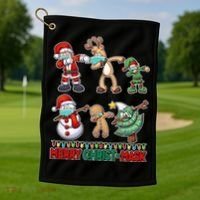 Funny Christmas Dabbing Merry Christ-Mask Golf Towel thumb 1