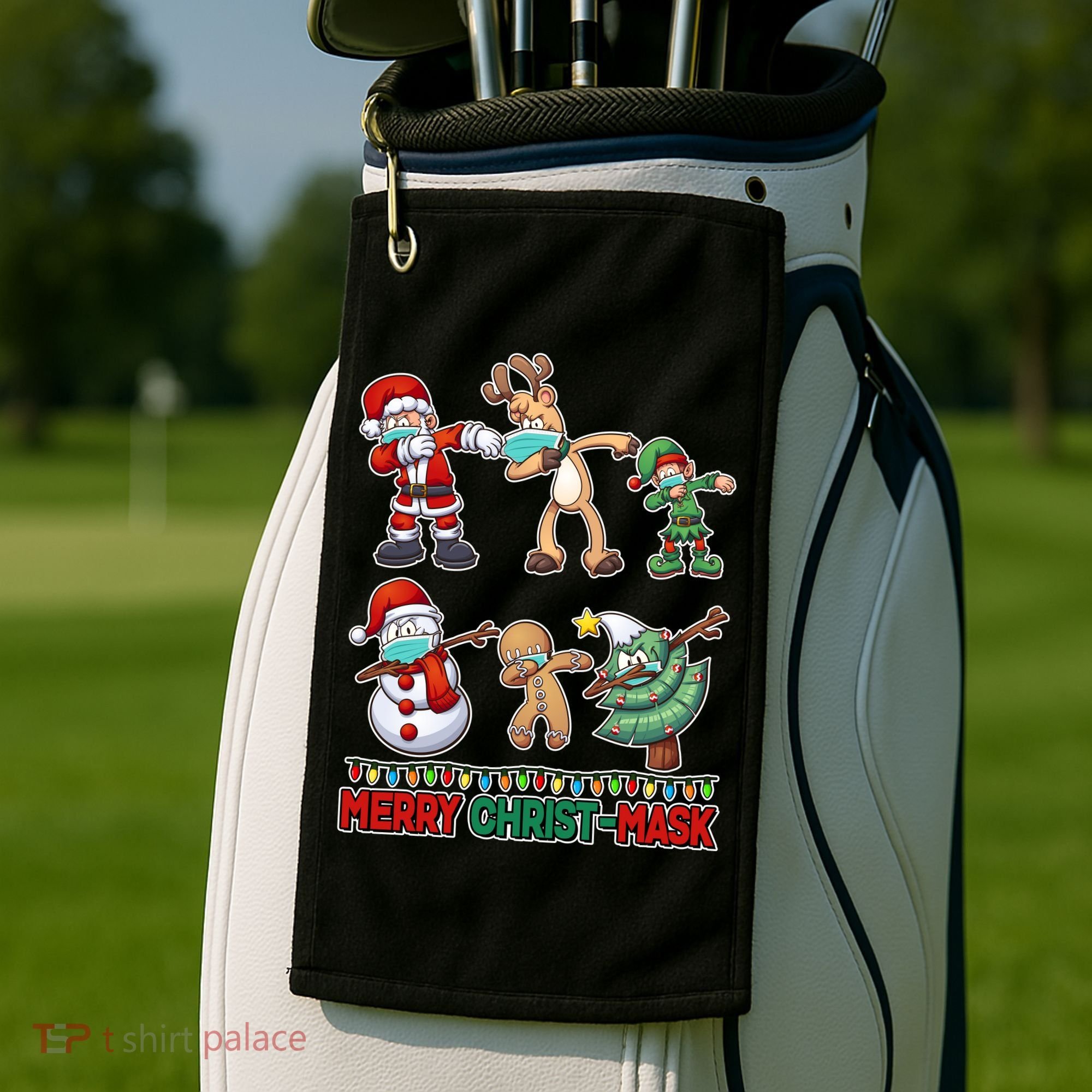 Funny Christmas Dabbing Merry Christ-Mask Golf Towel