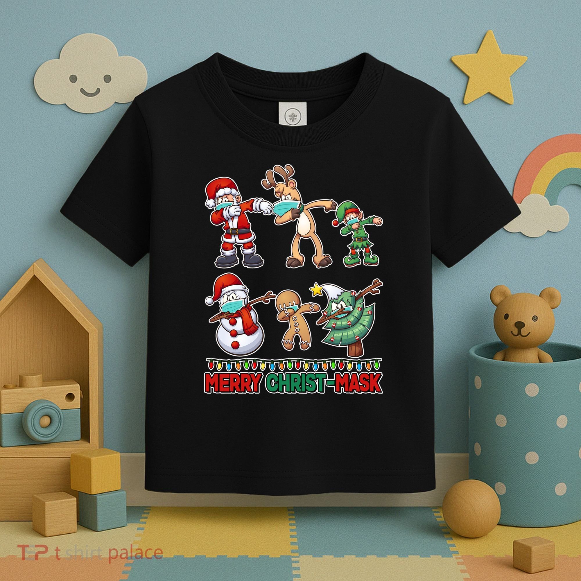 Funny Christmas Dabbing Merry Christ-Mask Toddler T-Shirt