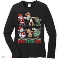 Funny Christmas Dabbing Merry Christ-Mask Women's Long Sleeve Shirt thumb 0
