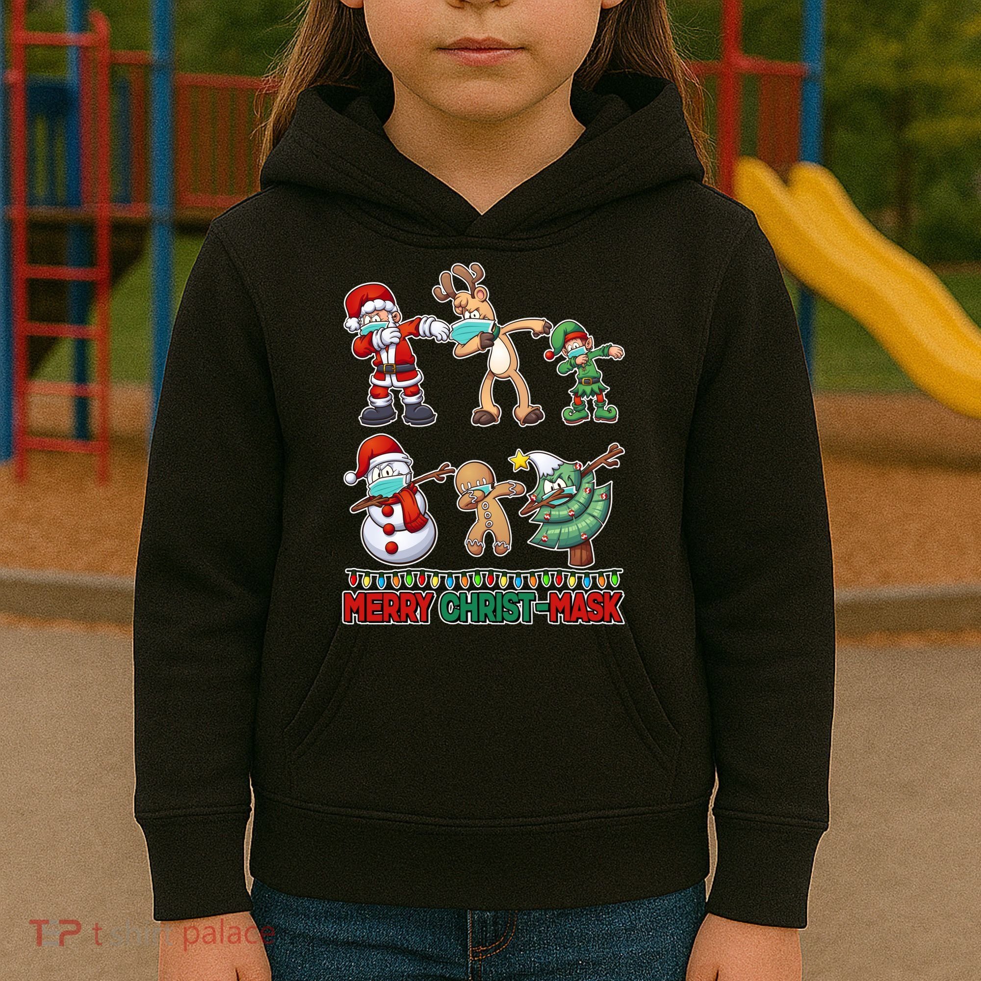 Funny Christmas Dabbing Merry Christ-Mask Kids Hoodie