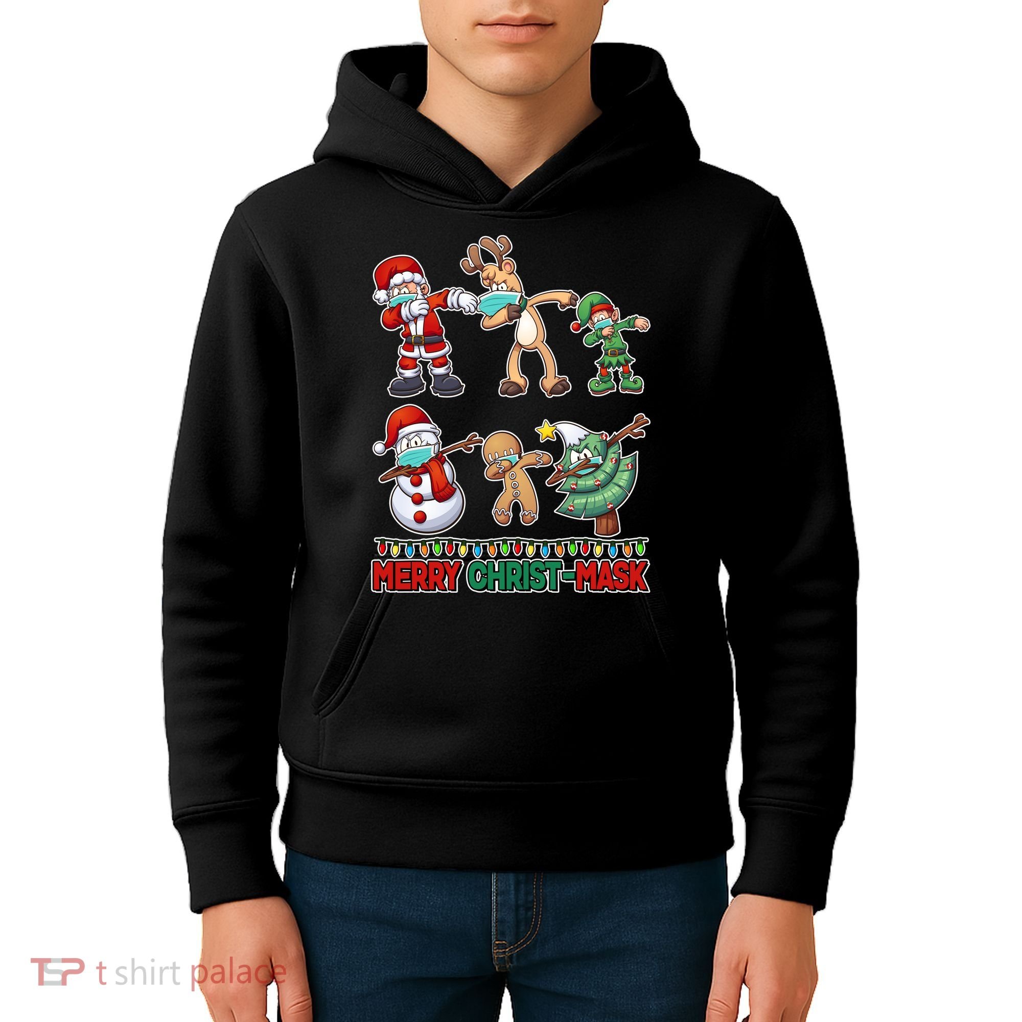 Funny Christmas Dabbing Merry Christ-Mask Kids Hoodie