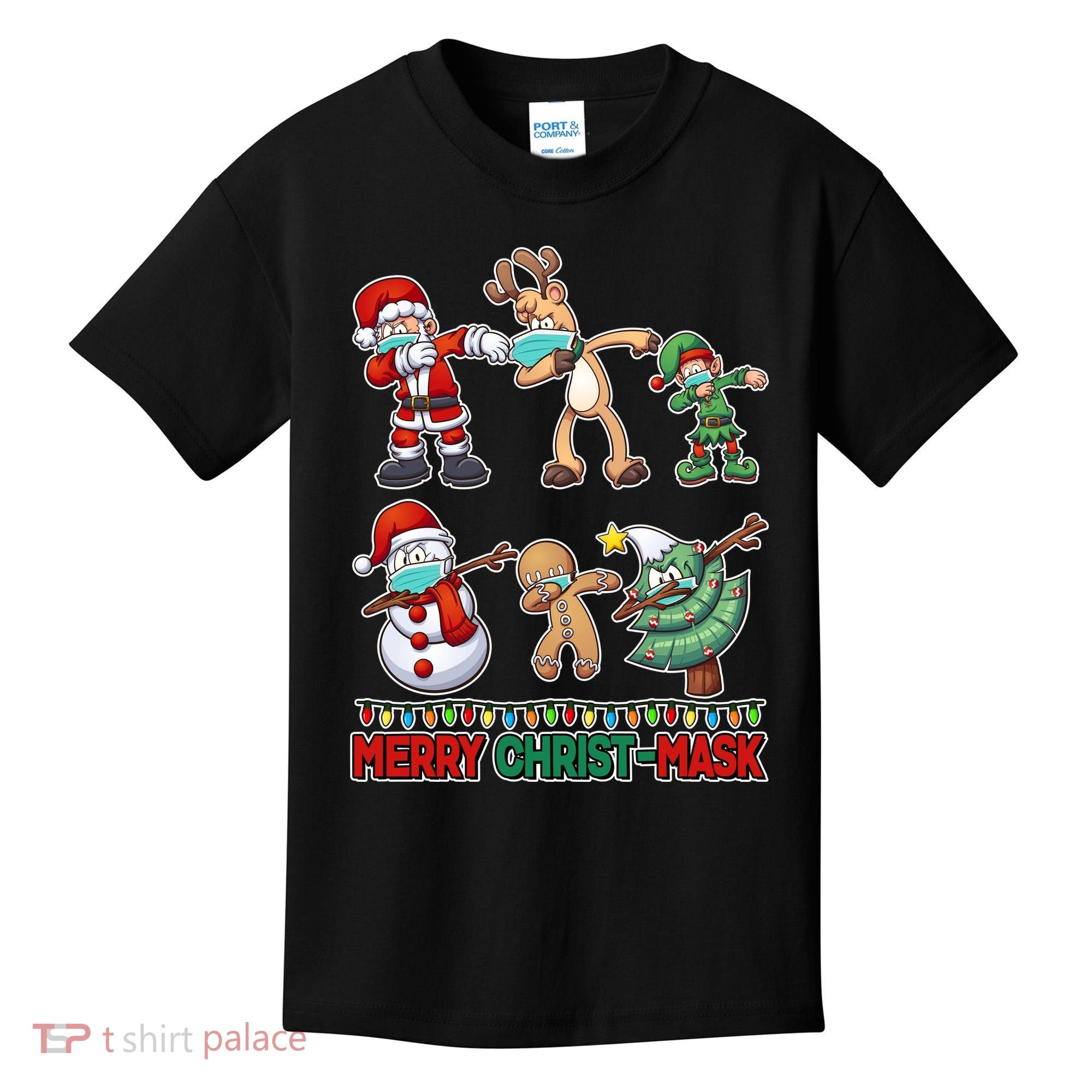 Funny Christmas Dabbing Merry Christ-Mask Kids T-Shirt