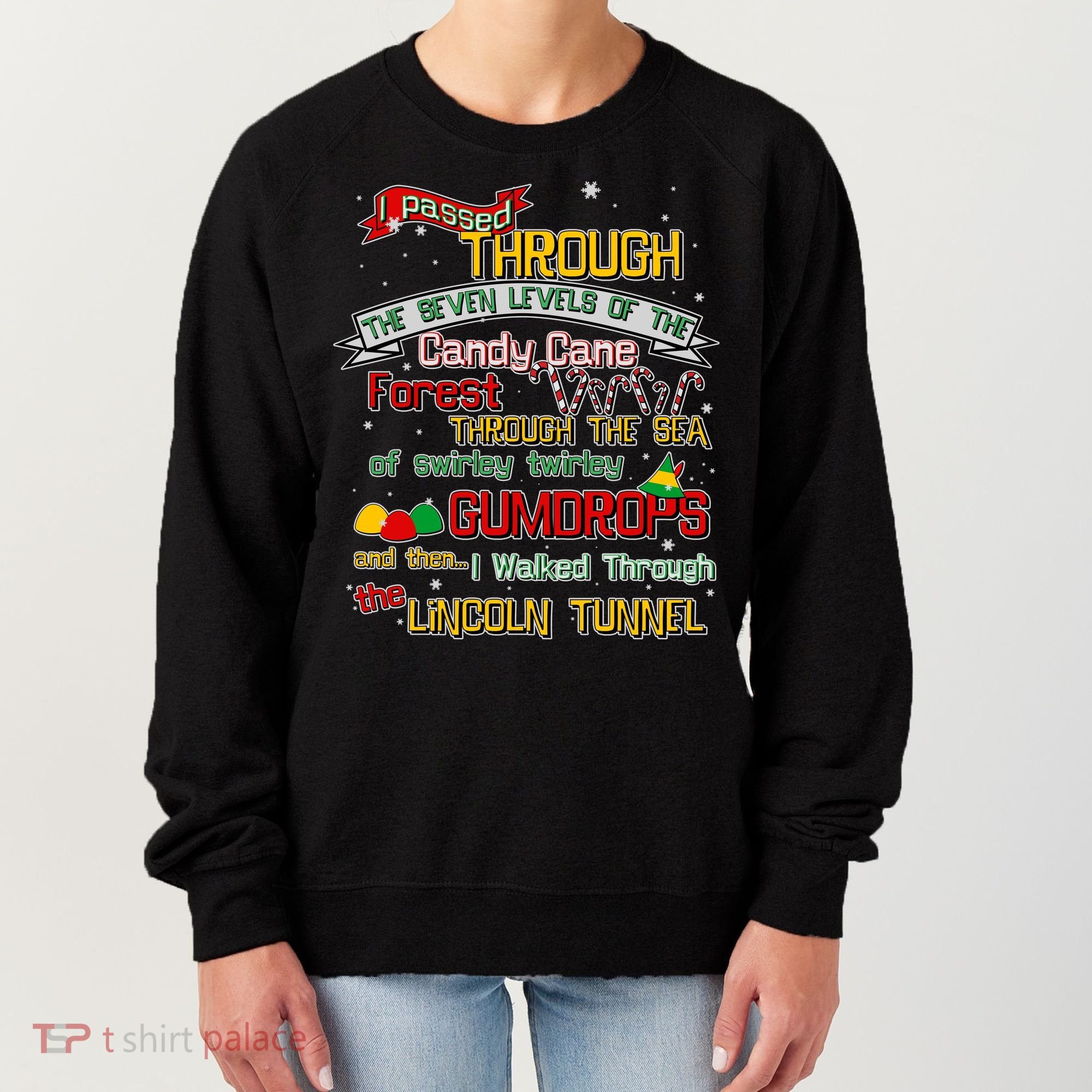 Funny Christmas Elf Map Women's Sweatshirt