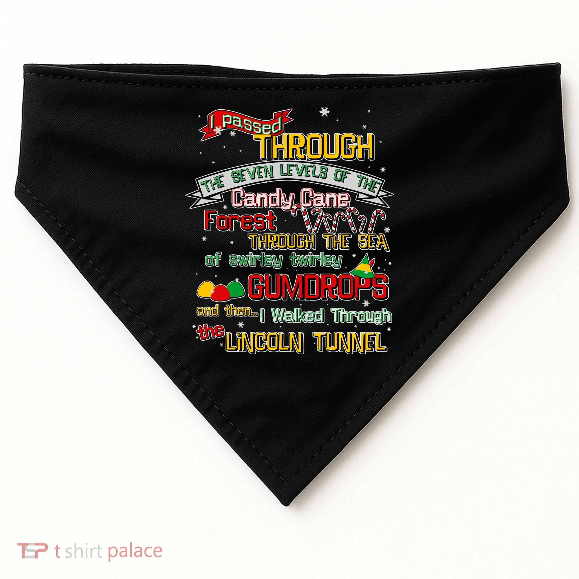 Funny Christmas Elf Map USA-Made Doggie Bandana