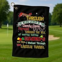 Funny Christmas Elf Map Golf Towel thumb 1