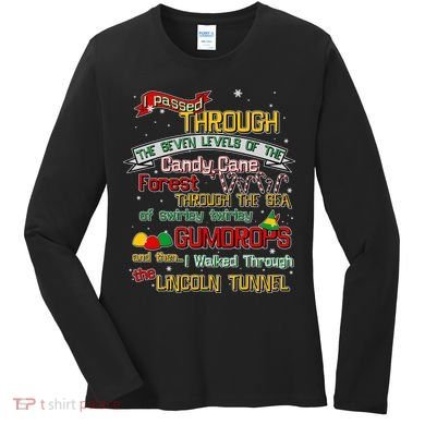Funny Christmas Elf Map Women's Long Sleeve Shirt