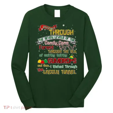 Funny Christmas Elf Map Long Sleeve Shirt