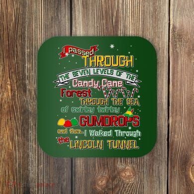 Funny Christmas Elf Map Coaster