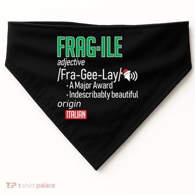 Funny Christmas Fragile Definition  USA-Made Doggie Bandana