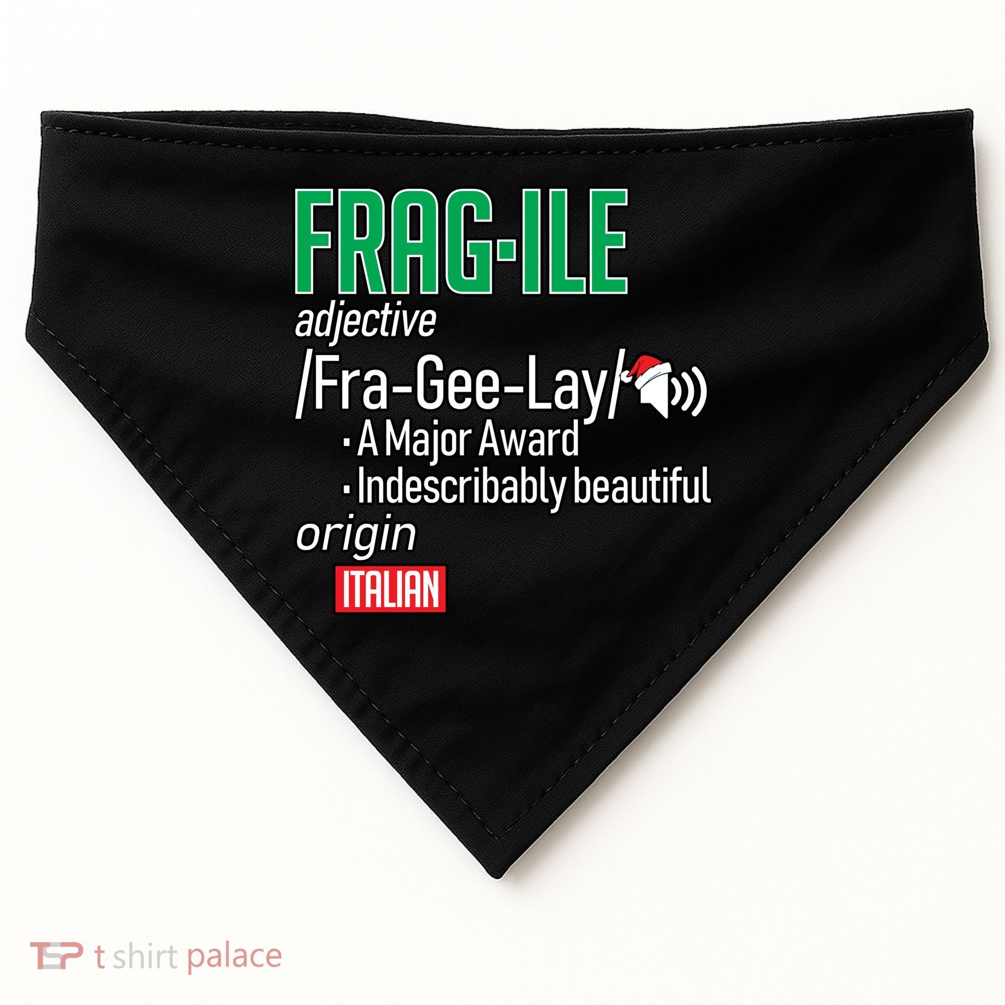 Funny Christmas Fragile Definition  USA-Made Doggie Bandana
