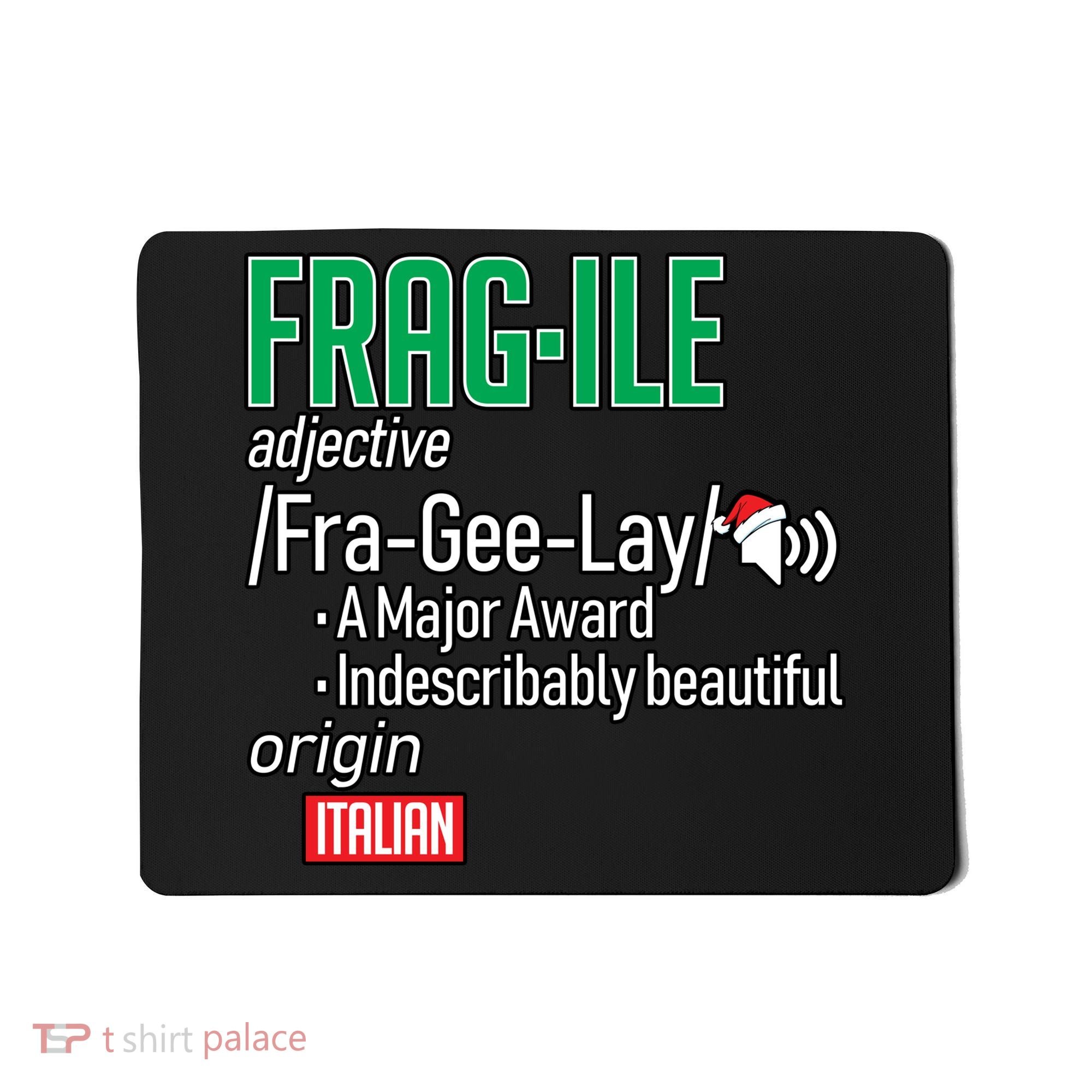 Funny Christmas Fragile Definition  Mousepad
