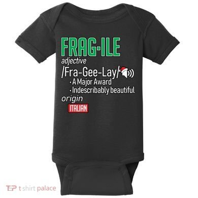 Funny Christmas Fragile Definition  Baby Bodysuit