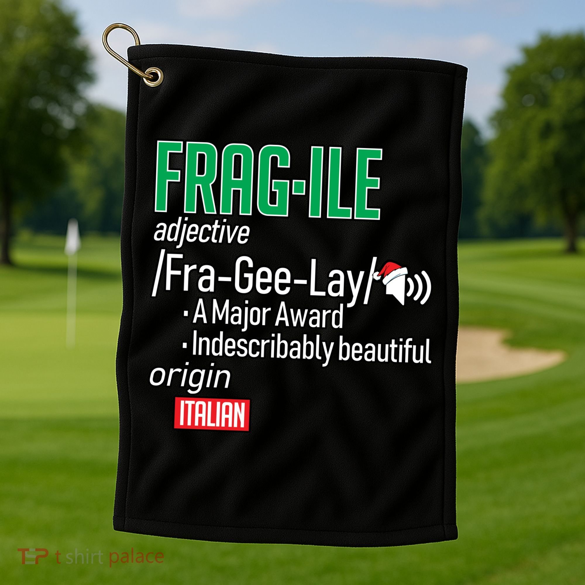 Funny Christmas Fragile Definition  Golf Towel