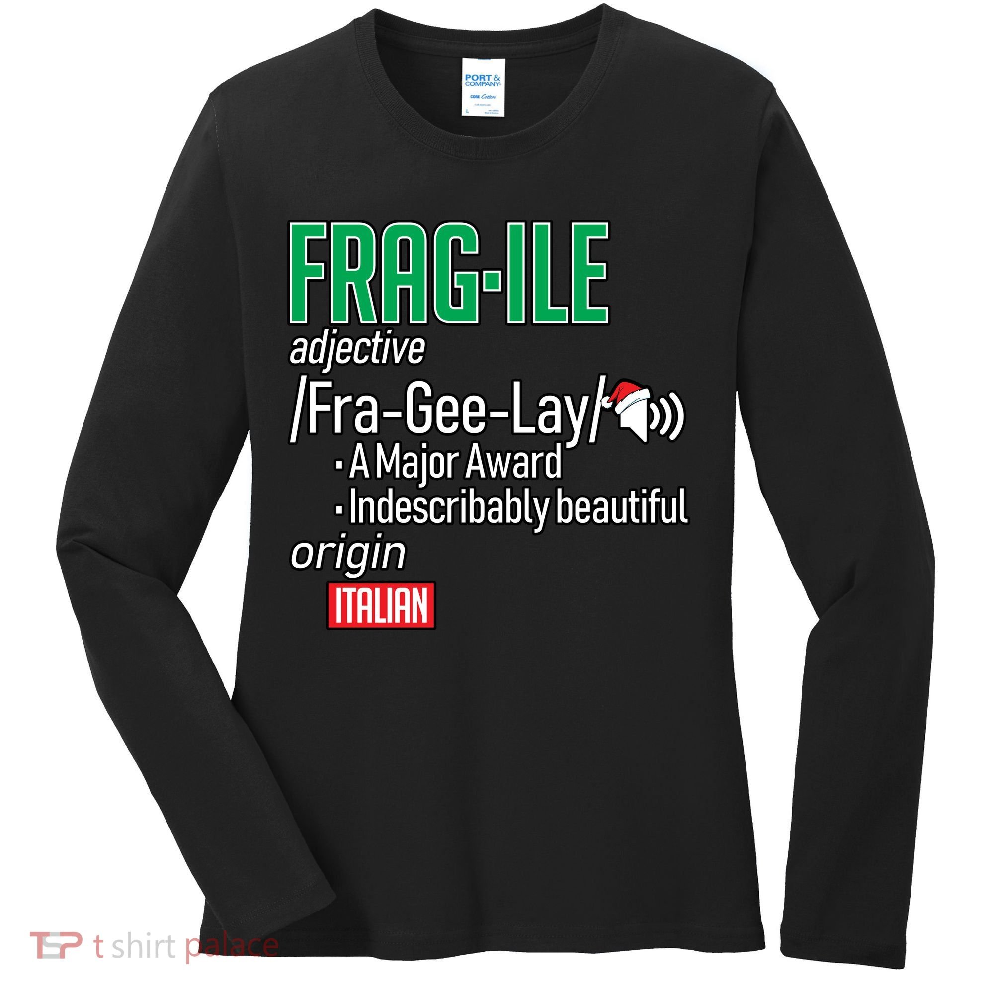 Funny Christmas Fragile Definition  Women's Long Sleeve Shirt