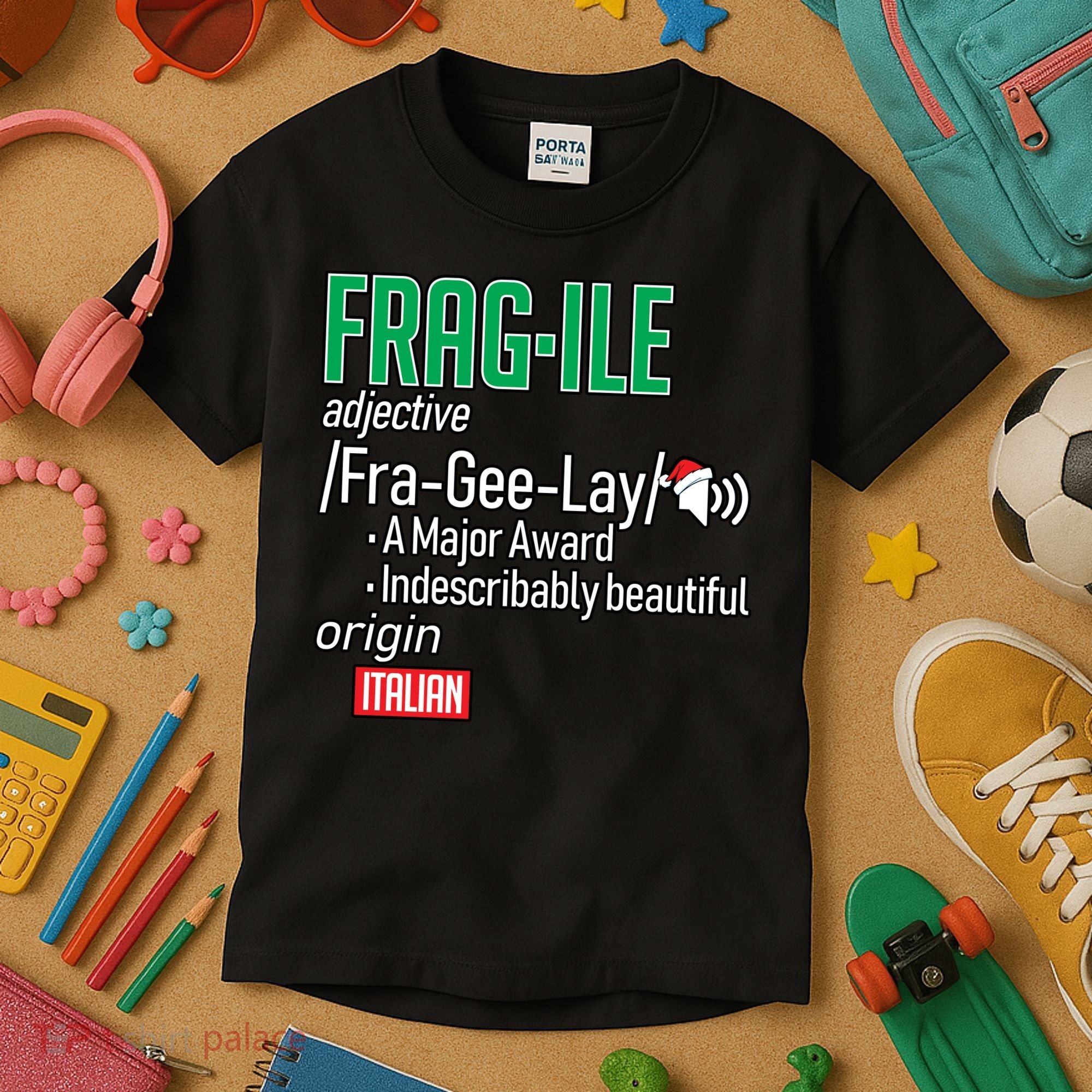Funny Christmas Fragile Definition  Kids T-Shirt