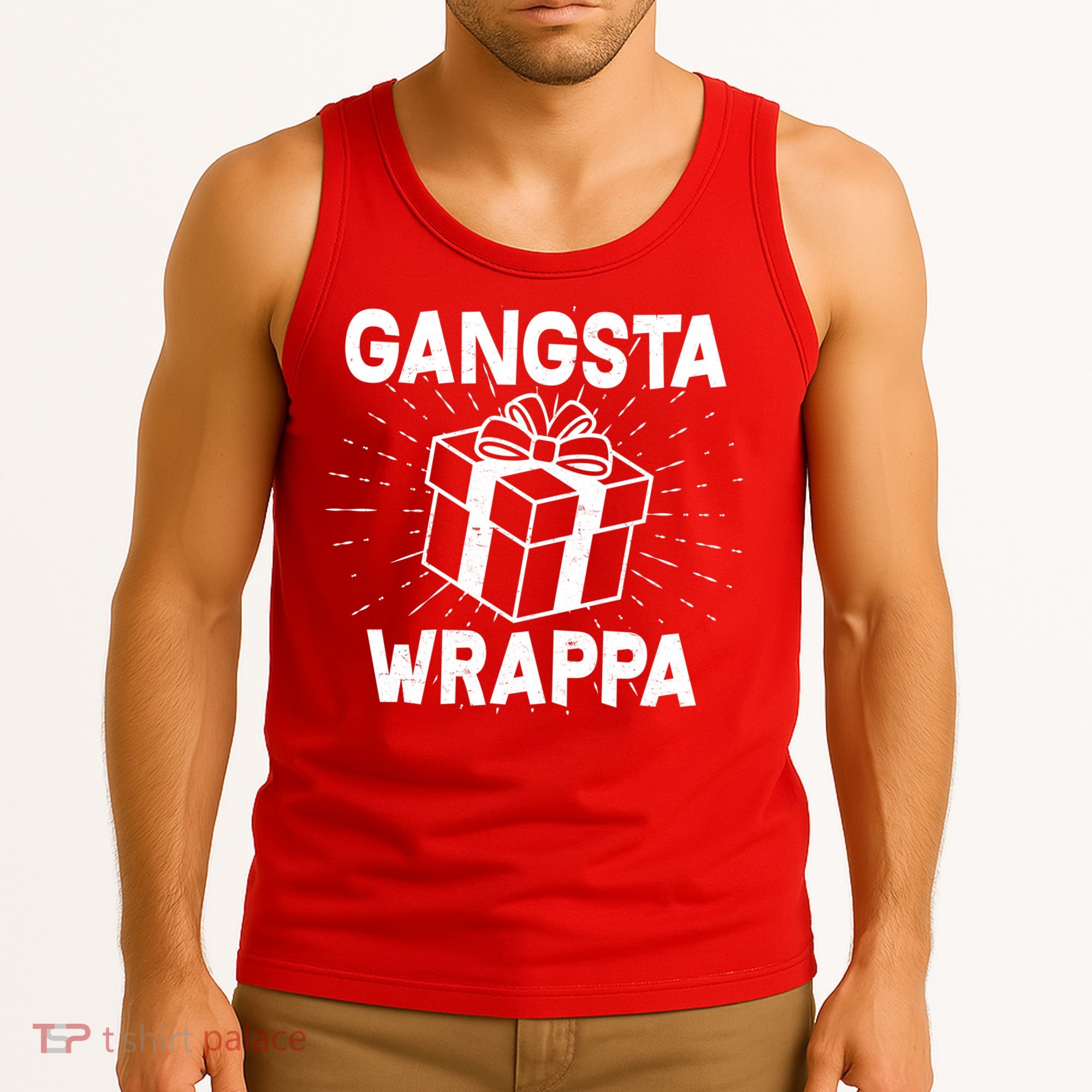 Funny Christmas Gangsta Wrappa Tank Top