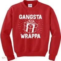 Funny Christmas Gangsta Wrappa Kids Sweatshirt thumb 0